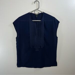 J.Crew sheer navy blouse with ruffle detail size 0